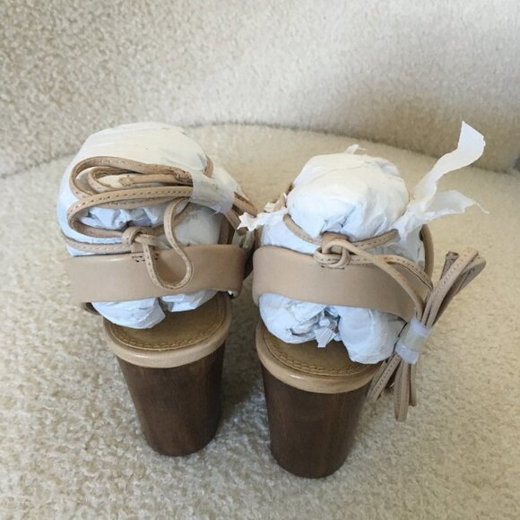 sz 10  New Splendid Brayden Lace Up Sandals Block Heel Black Leather Gladiator - Picture 8 of 9